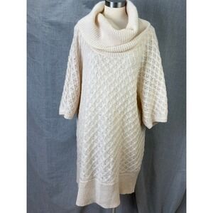 Old Navy Cream Textured Cowl Neck Oversized Knit Tunic Sweater XXL